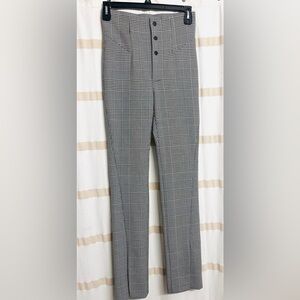 Zara Woman Turkey, Plaid High Rise Tall 
Open Cut Bottoms Stretch Dressy Pants M